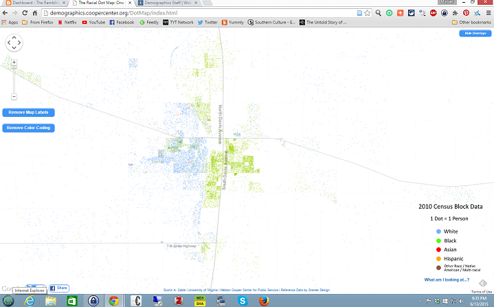 Dot map of Cleveland, Mississippi