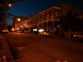 Downtown Natchez at night.